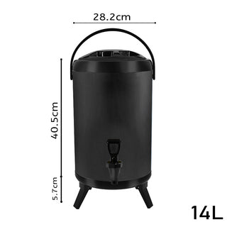 SOGA 4X 14L Stainless Steel Insulated Milk Tea Barrel Hot and Cold Beverage Dispenser Container with Faucet Black