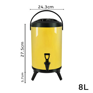 SOGA 8X 8L Stainless Steel Insulated Milk Tea Barrel Hot and Cold Beverage Dispenser Container with Faucet Yellow