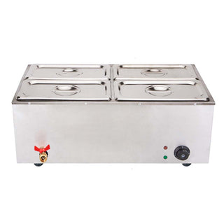 SOGA Stainless Steel 4 X 1/2 GN Pan Electric Bain-Marie Food Warmer with Lid