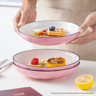 SOGA Pink Japanese Style Ceramic Dinnerware Crockery Soup Bowl Plate Server Kitchen Home Decor Set of 8