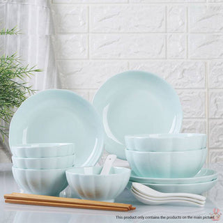 SOGA Light Blue Japanese Style Ceramic Dinnerware Crockery Soup Bowl Plate Server Kitchen Home Decor Set of 8