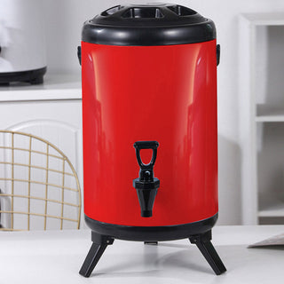 SOGA 8X 8L Stainless Steel Insulated Milk Tea Barrel Hot and Cold Beverage Dispenser Container with Faucet Red