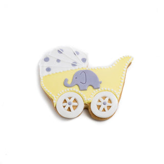 Baby Pram Decorated Cookie - Elephant