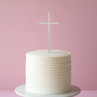 FINE CROSS - SILVER Metal Cake Topper