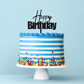 Fun HAPPY BIRTHDAY Black Cake Topper