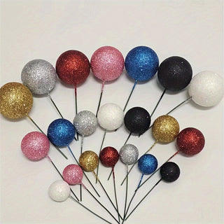 GLITTER HOT PINK Ball Topper / Cake Balls 20pk