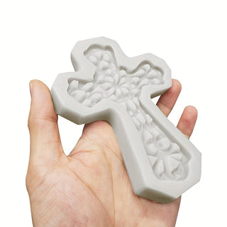 Single EMBOSSED CROSS Silicone Fondant Mould / Chocolate Mould