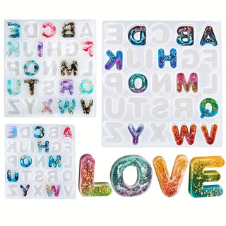 LARGE Letter (4.1cm Tall) Clear Silicone 26 Cavity Resin Moulds