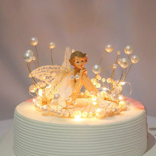 13.2cm x 10.2cm Metal Pearl Princess Crown Cake Topper with Shiny Faux Pearl