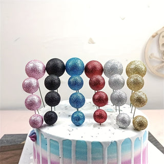 GLITTER PINK Ball Topper / Cake Balls 20pk
