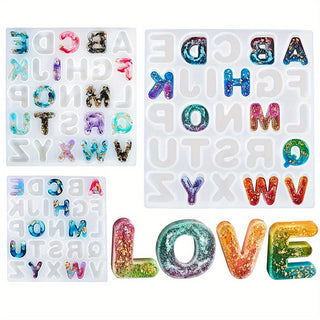 MEDIUM LETTER (3.1cm) Clear Silicone 26 Cavity Resin Moulds