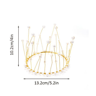 13.2cm x 10.2cm Metal Pearl Princess Crown Cake Topper with Shiny Faux Pearl