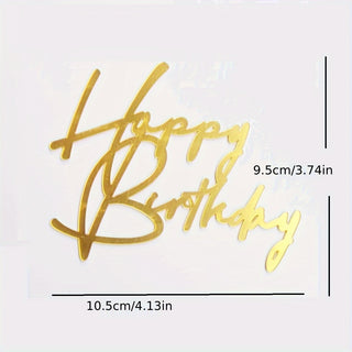 9.5 x 10.5cm GOLD HAPPY BIRTHDAY  Cake Side Decoration