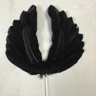 BLACK Big Feather Wings Insert Toppers - Cake Decorating Toppers