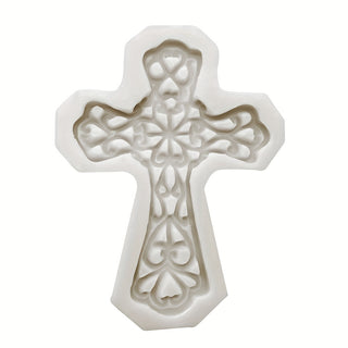 Single EMBOSSED CROSS Silicone Fondant Mould / Chocolate Mould