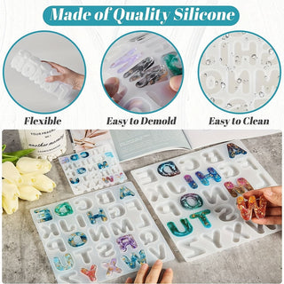SMALL Letter (1.5cm Tall) Clear Silicone 26 Cavity Resin Moulds