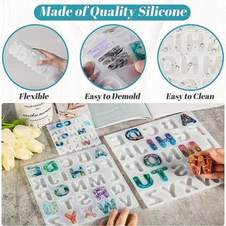 MEDIUM LETTER (3.1cm) Clear Silicone 26 Cavity Resin Moulds