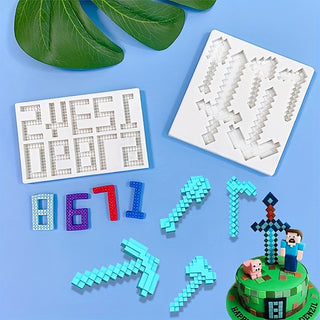 MINECRAFT NUMBERS Silicone Fondant Mould / Chocolate Mould