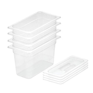 SOGA 200mm Clear Gastronorm GN Pan 1/3 Food Tray Storage Bundle of 4 with Lid