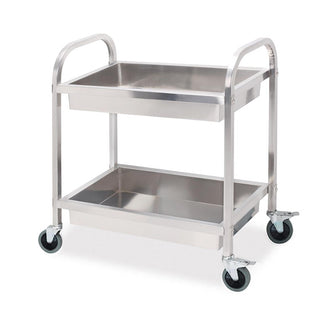 SOGA 2 Tier Stainless Steel Kitchen Trolley Bowl Collect Service Food Cart 75Ã—40Ã—83cm Small