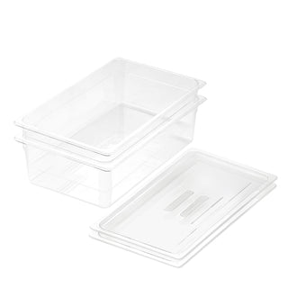 SOGA 150mm Clear Gastronorm GN Pan 1/1 Food Tray Storage Bundle of 2 with Lid