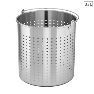SOGA 33L 18/10 Stainless Steel Perforated Stockpot Basket Pasta Strainer with Handle