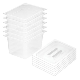 SOGA 200mm Clear Gastronorm GN Pan 1/2 Food Tray Storage Bundle of 6 with Lid