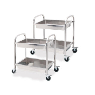 SOGA 2X 2 Tier 75Ã—40Ã—83cm Stainless Steel Kitchen Trolley Bowl Collect Service Food Cart Small