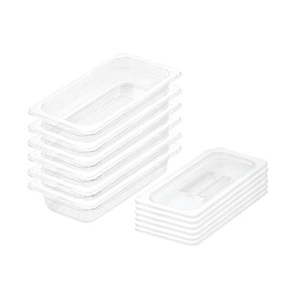 SOGA 65mm Clear Gastronorm GN Pan 1/3 Food Tray Storage Bundle of 6 with Lid