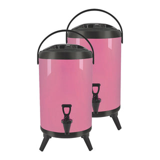 SOGA 2X 18L Stainless Steel Insulated Milk Tea Barrel Hot and Cold Beverage Dispenser Container with Faucet Pink