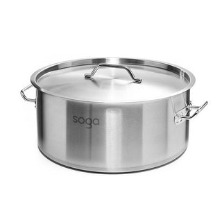 SOGA Stock Pot 14L Top Grade Thick Stainless Steel Stockpot 18/10