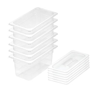 SOGA 150mm Clear Gastronorm GN Pan 1/3 Food Tray Storage Bundle of 6 with Lid