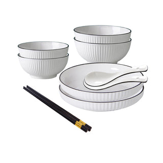 SOGA White Japanese Style Ceramic Dinnerware Crockery Soup Bowl Plate Server Kitchen Home Decor Set of 6