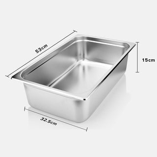 SOGA 2X Gastronorm GN Pan Full Size 1/1 GN Pan 15cm Deep Stainless Steel Tray