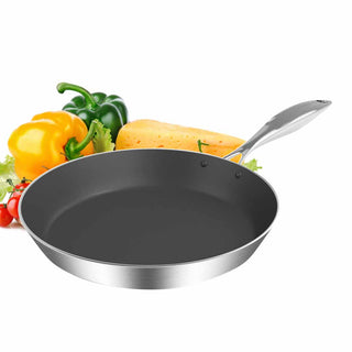 SOGA Stainless Steel Fry Pan 24cm Frying Pan Induction FryPan Non Stick Interior