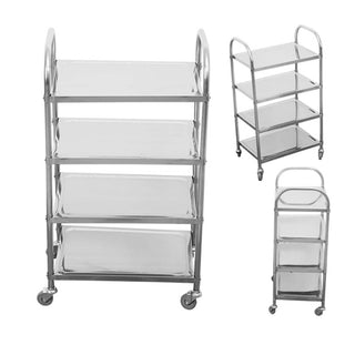 SOGA 4 Tier Stainless Steel Kitchen Dining Food Cart Trolley Utility 950x500x1220