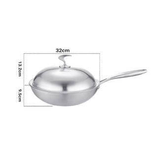 SOGA 18/10 Stainless Steel Fry Pan 32cm Frying Pan Top Grade Cooking Skillet with Lid