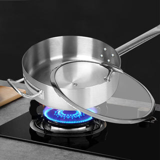 SOGA 2X 32cm Stainless Steel Saucepan Sauce pan with Glass Lid and Helper Handle Triple Ply Base Cookware