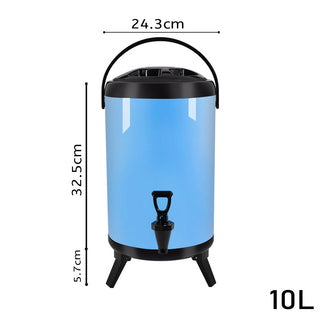 SOGA 8X 10L Stainless Steel Insulated Milk Tea Barrel Hot and Cold Beverage Dispenser Container with Faucet Blue