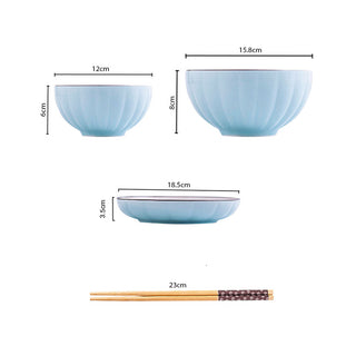 SOGA Blue Japanese Style Ceramic Dinnerware Crockery Soup Bowl Plate Server Kitchen Home Decor Set of 12