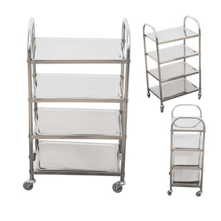 SOGA 4 Tier Stainless Steel Kitchen Dining Food Cart Trolley Utility 860x540x1170