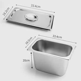 SOGA 12X Gastronorm GN Pan Full Size 1/3 GN Pan 20cm Deep Stainless Steel Tray with Lid