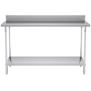 SOGA Commercial Catering Kitchen Stainless Steel Prep Work Bench Table with Back-splash 150*70*85cm