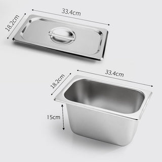 SOGA 12X Gastronorm GN Pan Full Size 1/3 GN Pan 15cm Deep Stainless Steel Tray With Lid