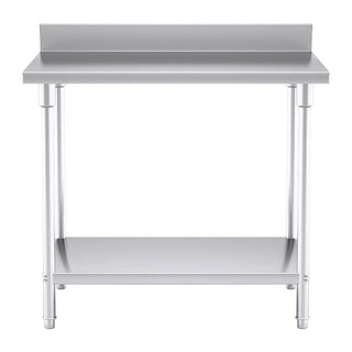 SOGA Commercial Catering Kitchen Stainless Steel Prep Work Bench Table with Back-splash 100*70*85cm