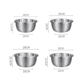 SOGA 2X Stainless Steel Nesting Basin Colander Perforated Kitchen Sink Washing Bowl Metal Basket Strainer Set of 4