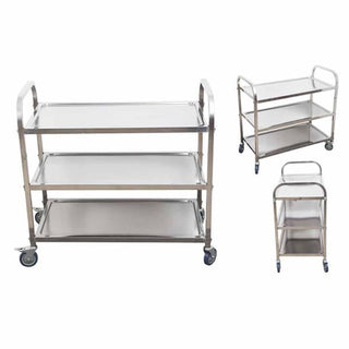 SOGA 3 Tier Stainless Steel Kitchen Dinning Food Cart Trolley Utility Round 81x46x85cm Small