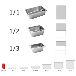 SOGA 12X Gastronorm GN Pan Full Size 1/2 GN Pan 15cm Deep Stainless Steel With Lid