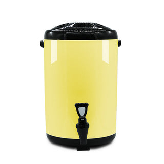 SOGA 8X 16L Stainless Steel Insulated Milk Tea Barrel Hot and Cold Beverage Dispenser Container with Faucet Yellow