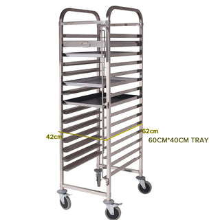 SOGA 2x Gastronorm Trolley 16 Tier Stainless Steel Cake Bakery Trolley Suits 60*40cm Tray